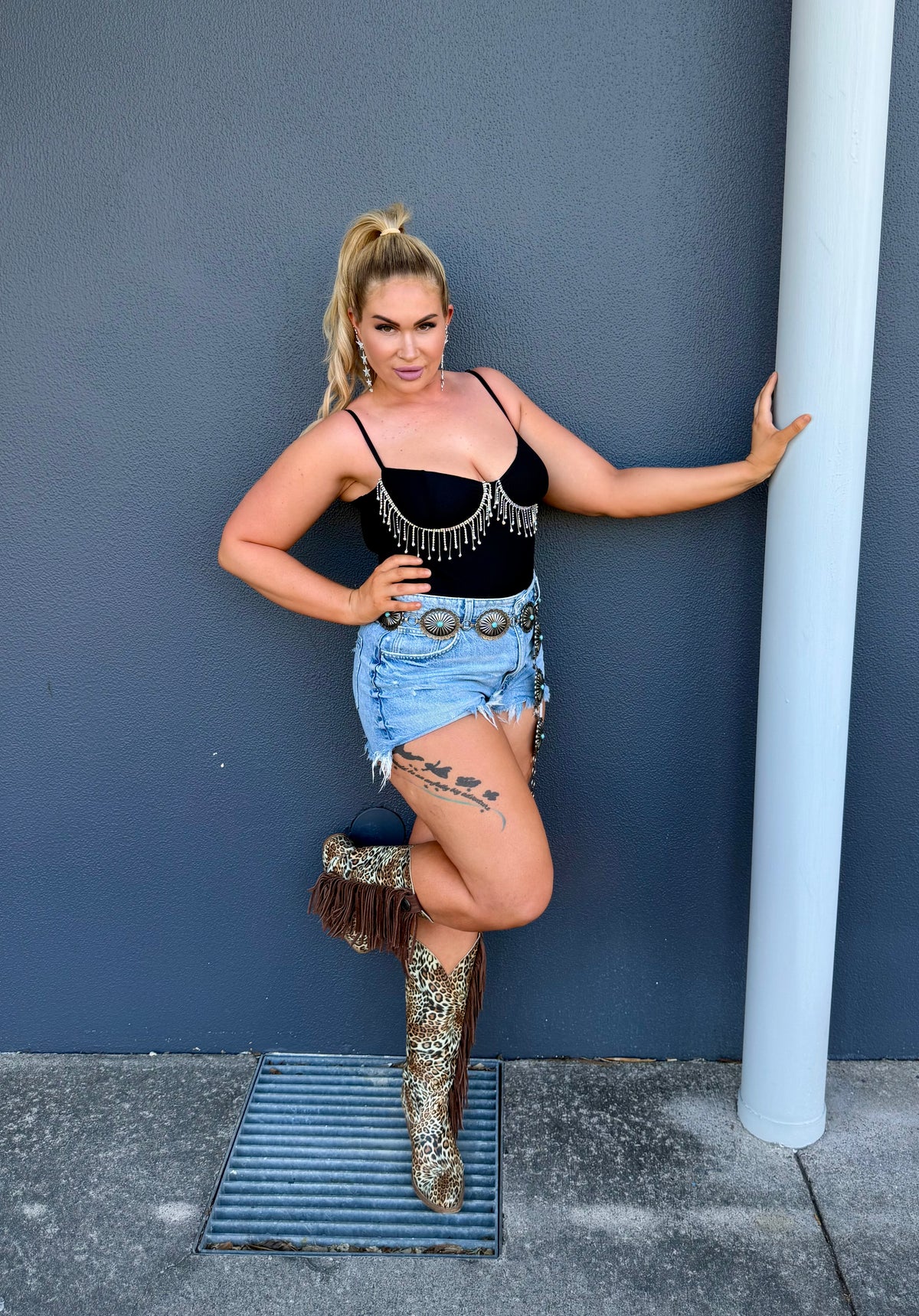 Midnight Rodeo Fringe Bodysuit